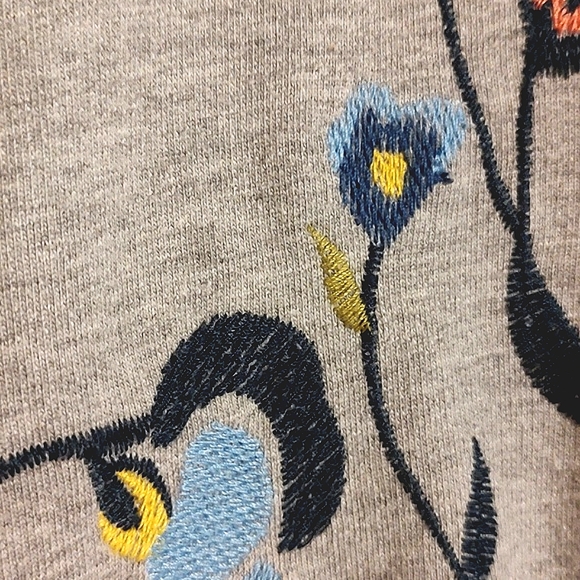 Sundry Gray Floral Embroidered Sweatshirt - Picture 10 of 13
